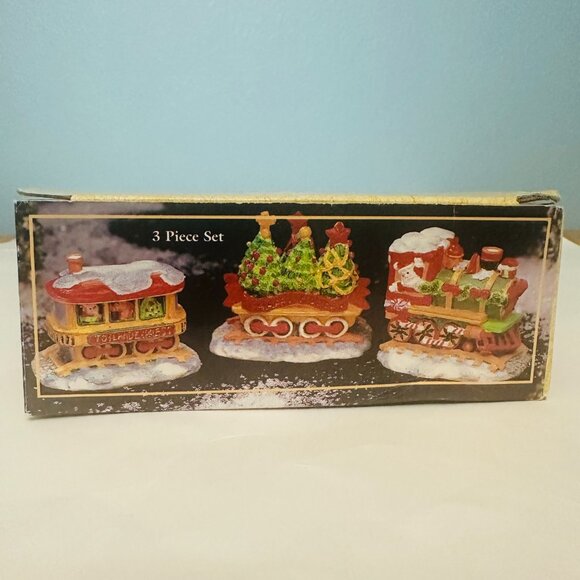 3 Piece Hand Painted Train Set Christmas Holiday Decor - Picture 10 of 11